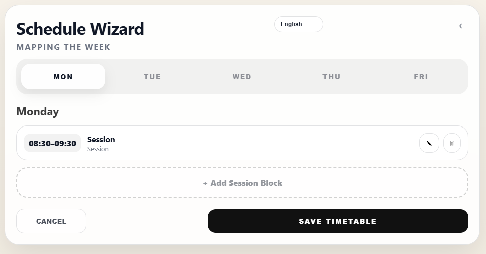 Schedule Wizard empty state