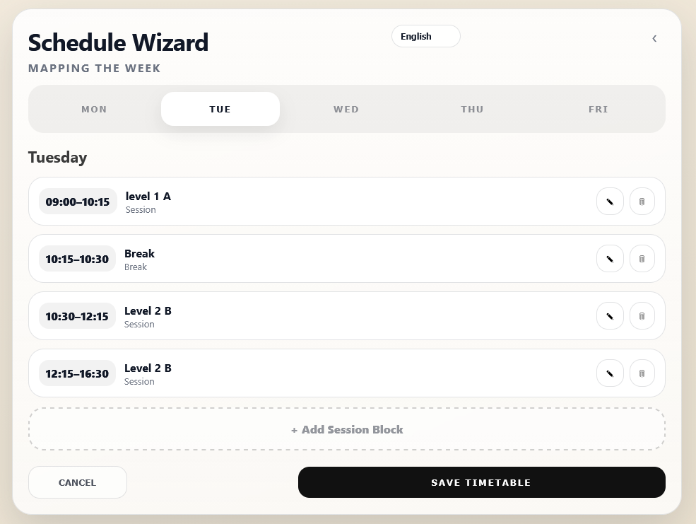 Completed day in Schedule Wizard